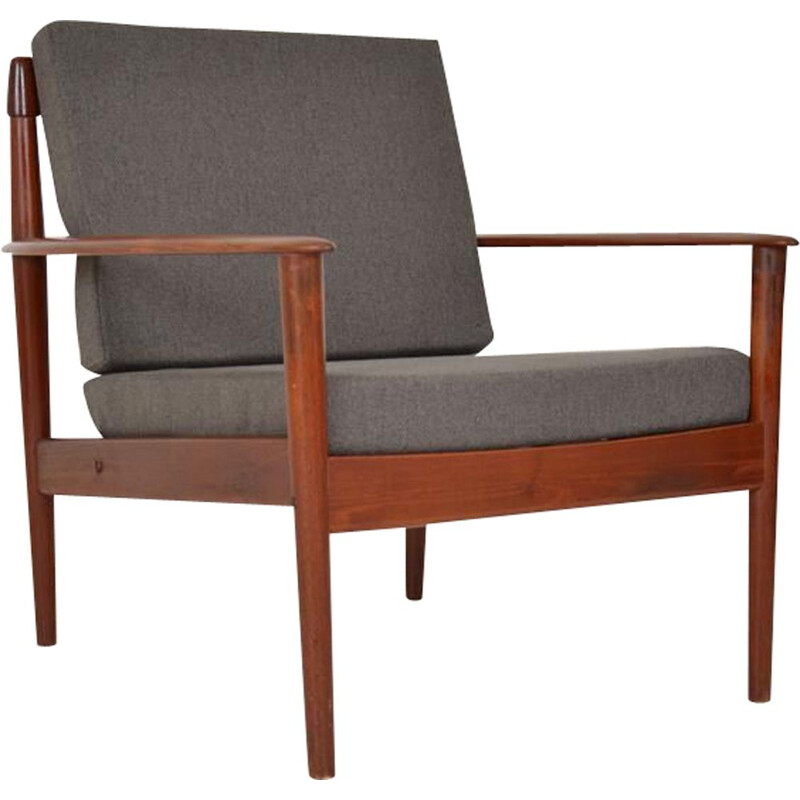 Vintage teak and fabric armchair by Grete Jalk, 1960s