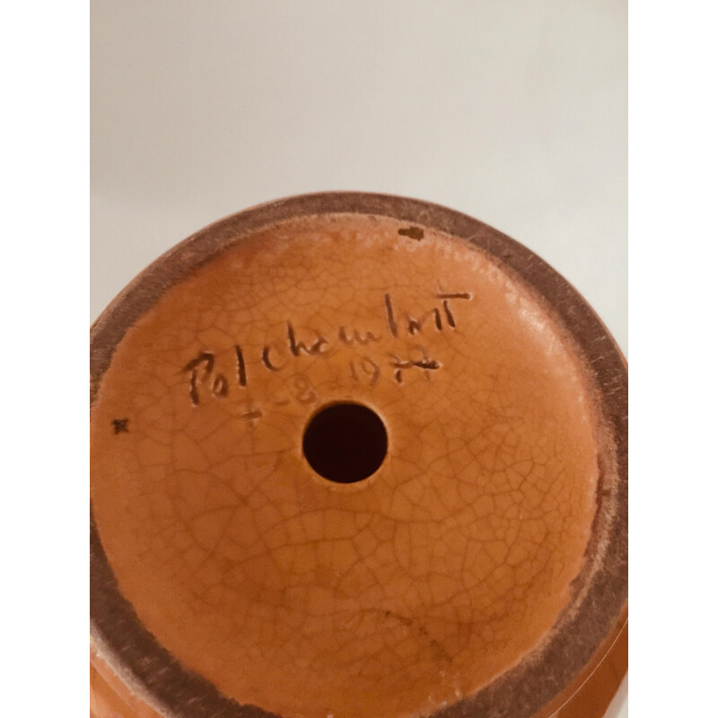 Vintage-Vase aus glasierter Keramik von Pol Chambost