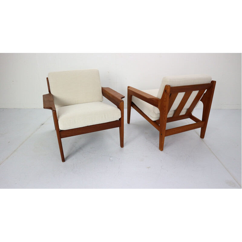 Set of 2 vintage teak armchairs by Arne Wahl Iversen for Komfort, Denmark, 1960s