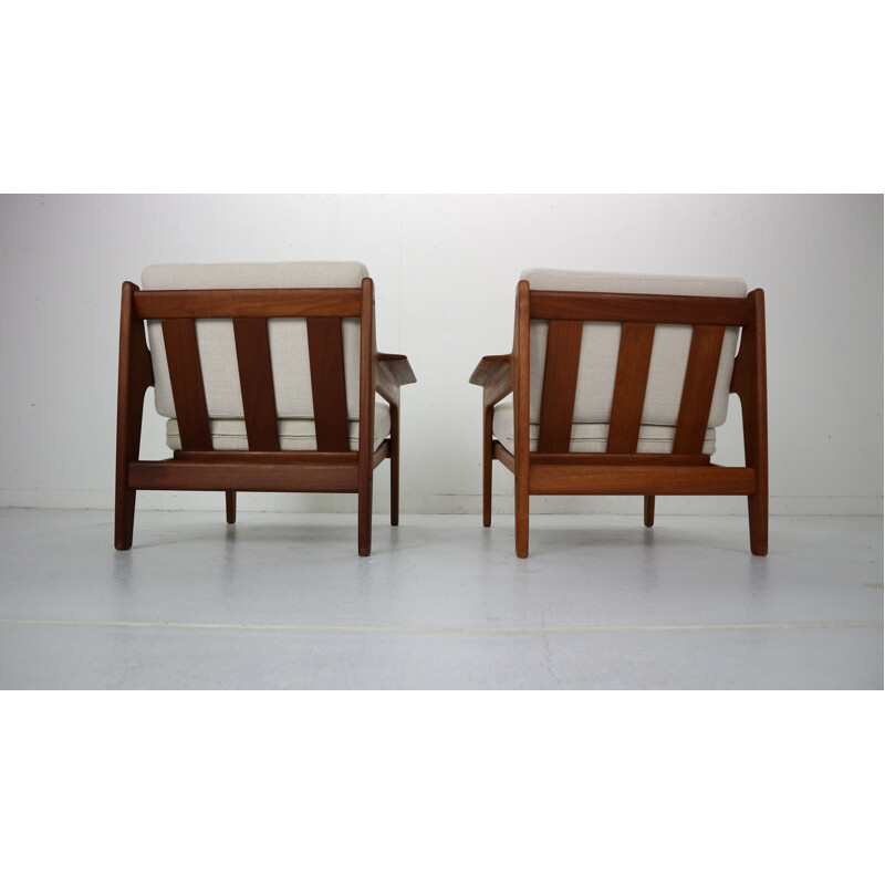 Set of 2 vintage teak armchairs by Arne Wahl Iversen for Komfort, Denmark, 1960s