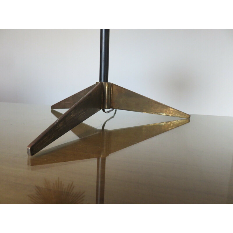 Vintage scandinavian tripod lamp in brass and perspex, 1960s