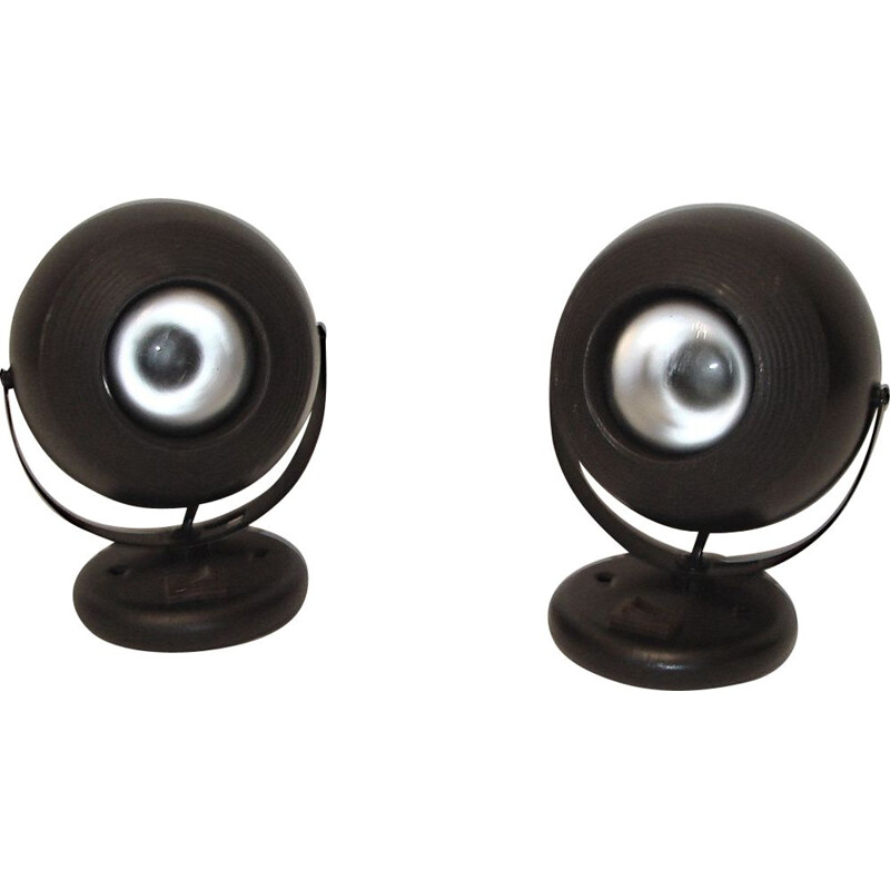 Pair of vintage black wall sconces, 1970