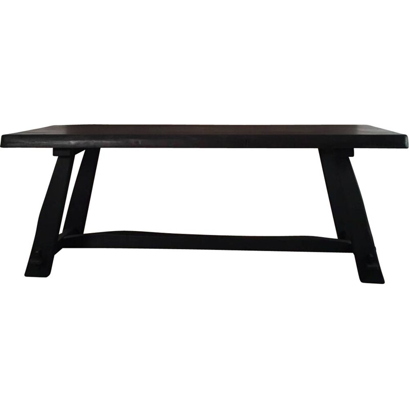 Vintage black elm brutalist table 1960 