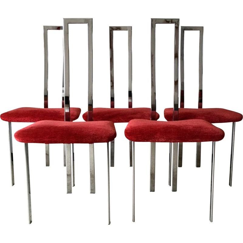 Set of 5 vintage chromed chairs by Giorgio Cattelan 