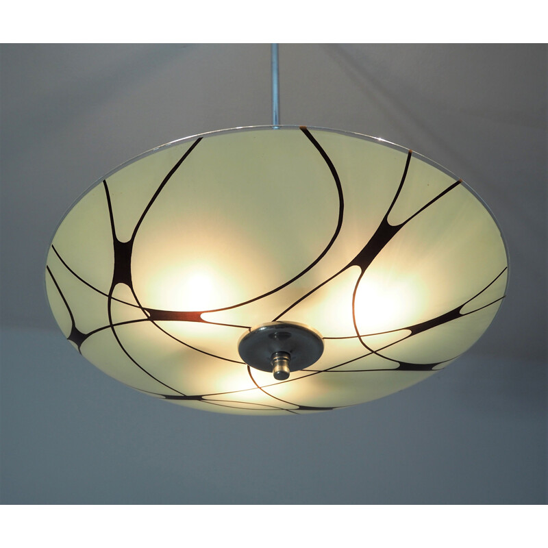 Vintage glass pendant lamp from Napako, 1970s