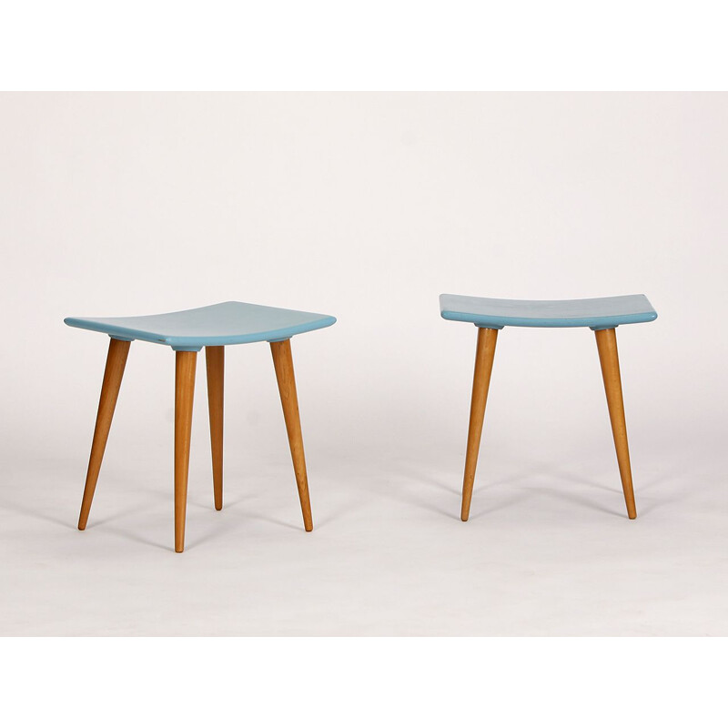 Set of 2 vintage wooden stools, 1960s