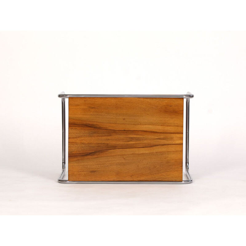 Mesa de centro vintage de madera cromada y nogal, 1930