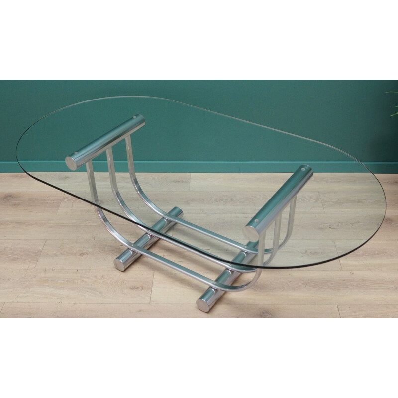 Vintage chrome metal coffee table, 1960-70s