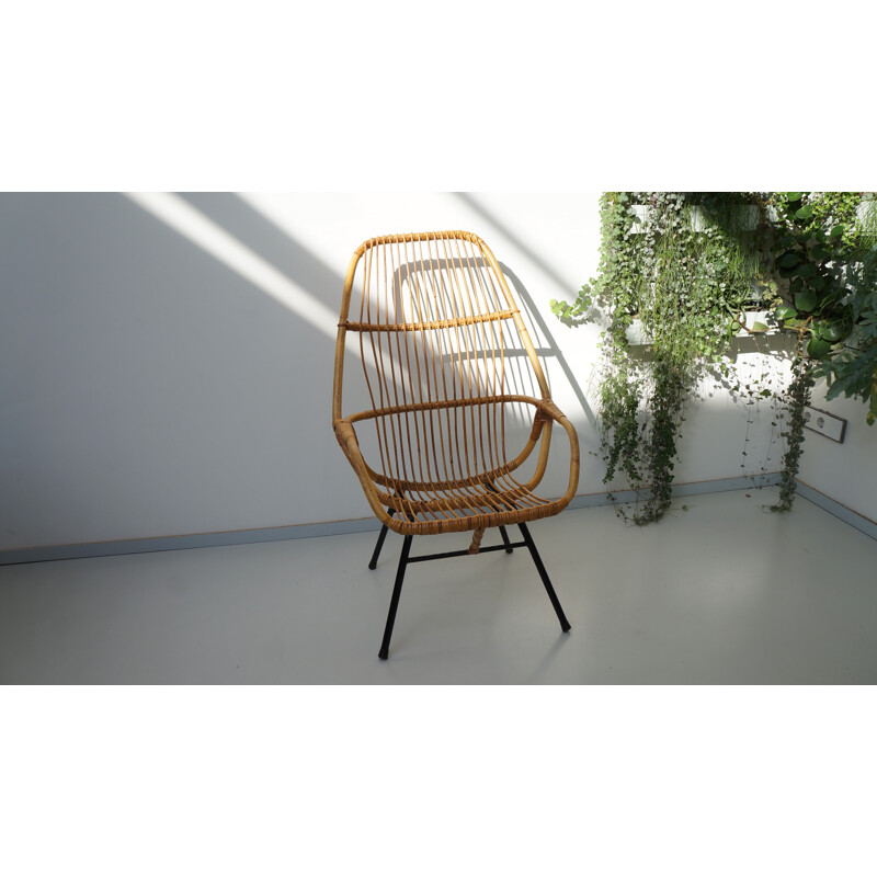 Gebr. Jonkers lounge chair in rattan,  Dirk Van SLIEDREGT - 1950s