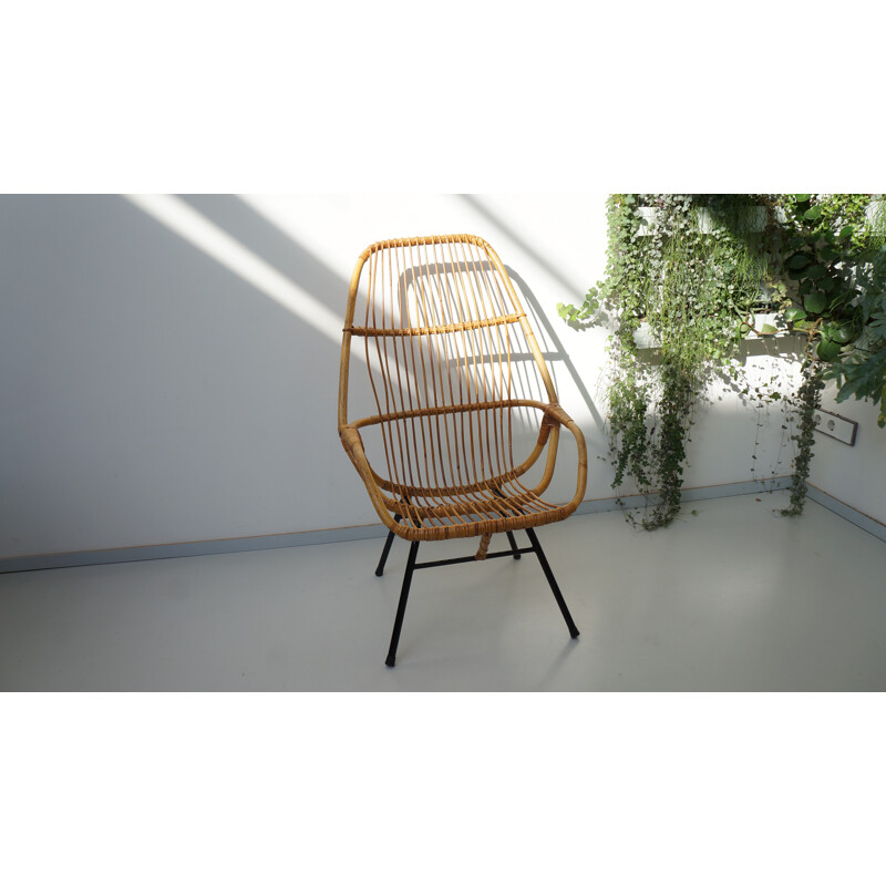 Gebr. Jonkers lounge chair in rattan,  Dirk Van SLIEDREGT - 1950s