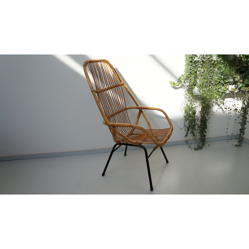 Gebr. Jonkers lounge chair in rattan,  Dirk Van SLIEDREGT - 1950s