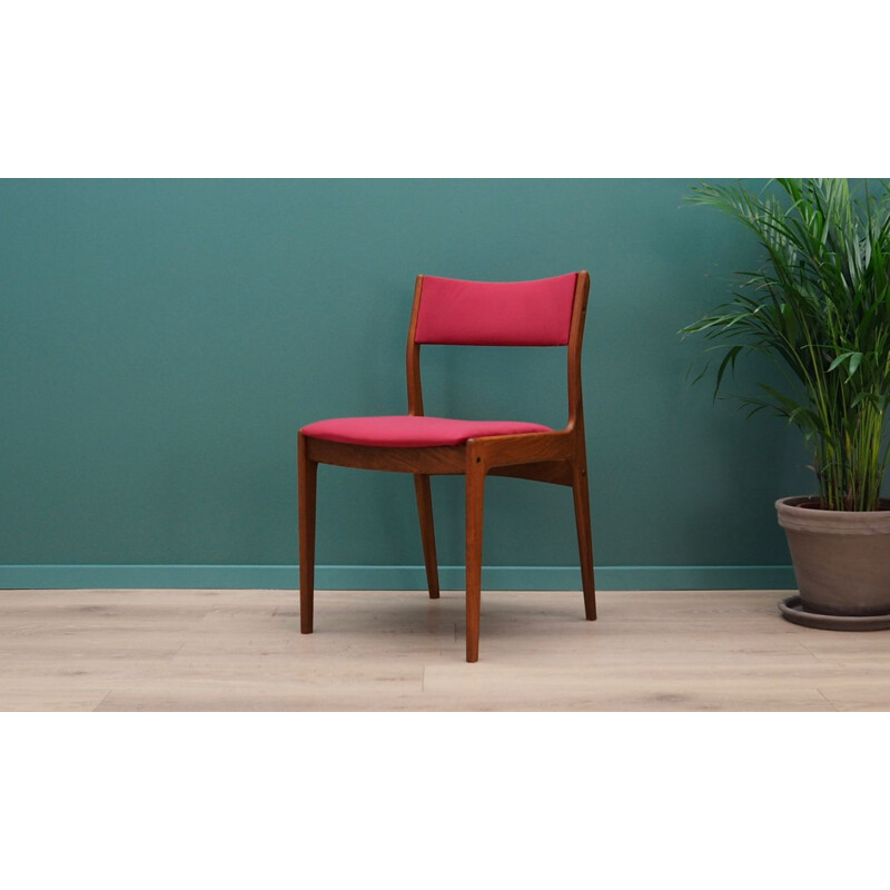 Vintage pink velvet and teak chair by Uldum Mobelfabrik, 1960-70s