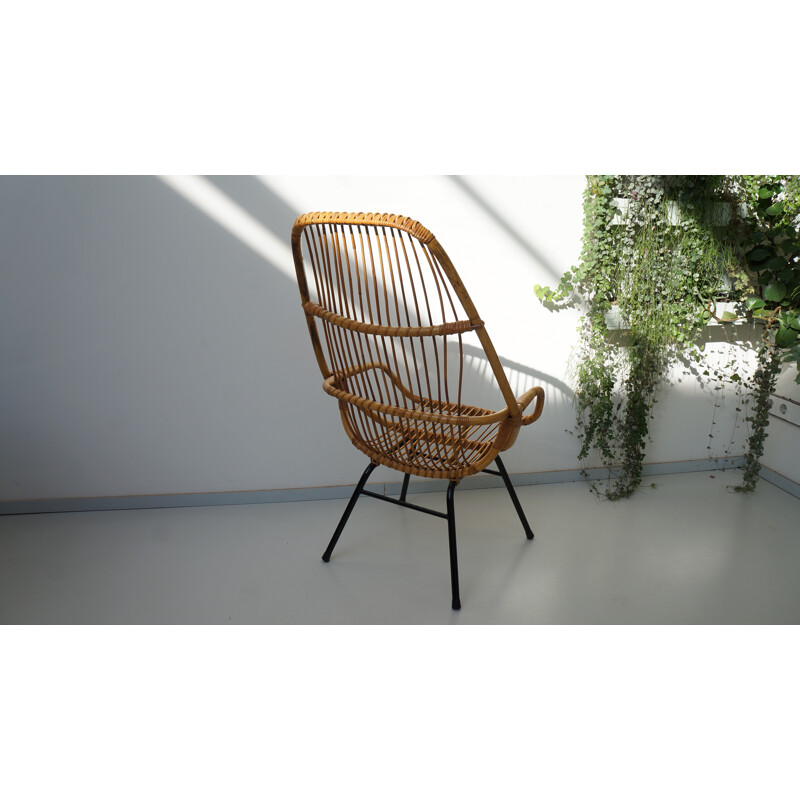 Gebr. Jonkers lounge chair in rattan,  Dirk Van SLIEDREGT - 1950s