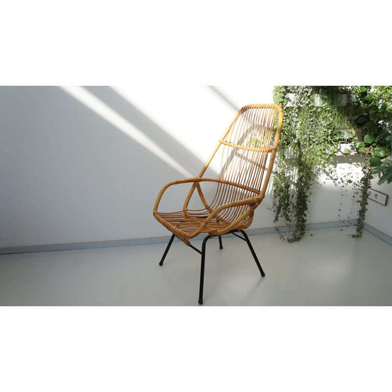 Gebr. Jonkers lounge chair in rattan,  Dirk Van SLIEDREGT - 1950s