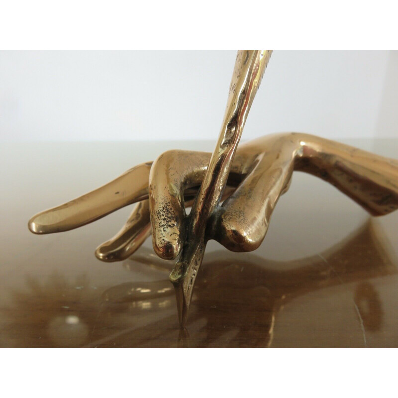 Vintage sculpture in gilded bronze by Yves Lohe, 1970s