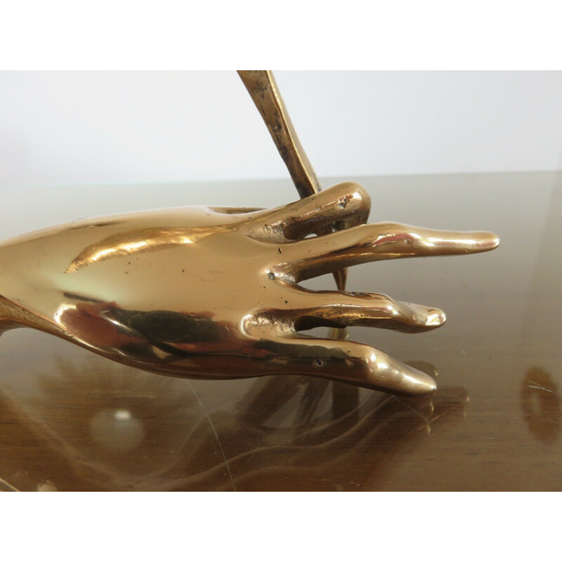 Vintage sculpture in gilded bronze by Yves Lohe, 1970s