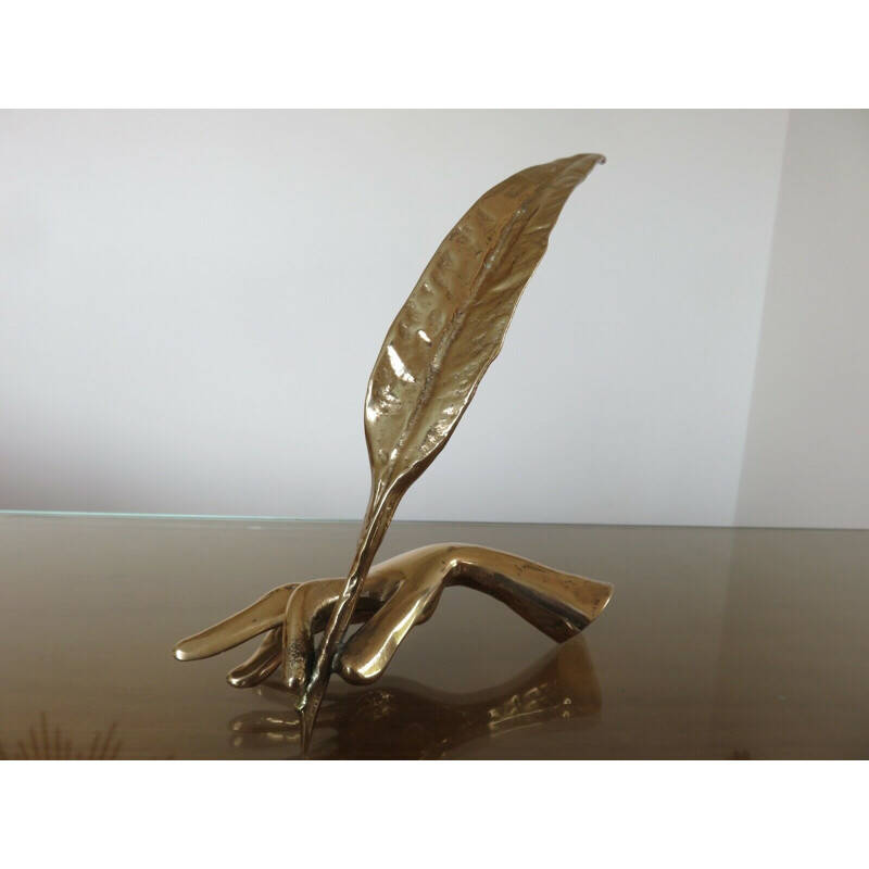 Vintage sculpture in gilded bronze by Yves Lohe, 1970s