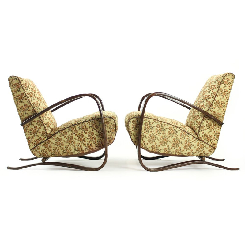 Set of 2 vintage H269 armchairs by Jindrich Halabala for Up Zavody, 1930s