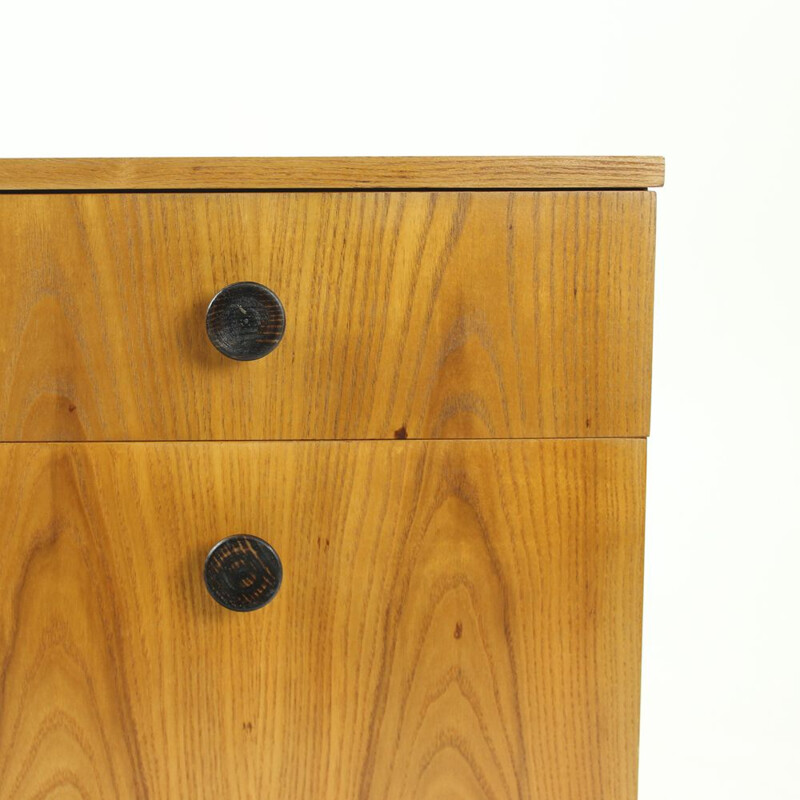 Set of 2 vintage oak bedside tables, Czechoslovakia, 1960s