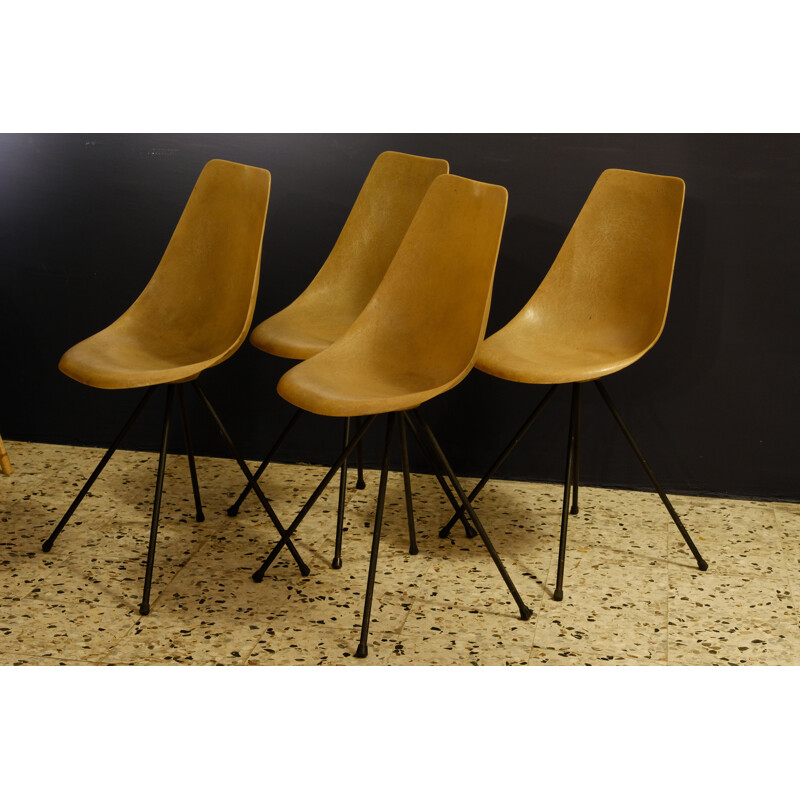 Set of 4 vintage chairs by Jean-rené Picard, 1950s