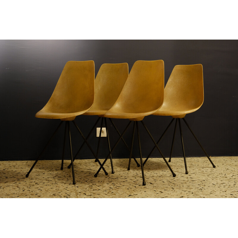 Ensemble de 4 chaises vintage par Jean-rené Picard, 1950