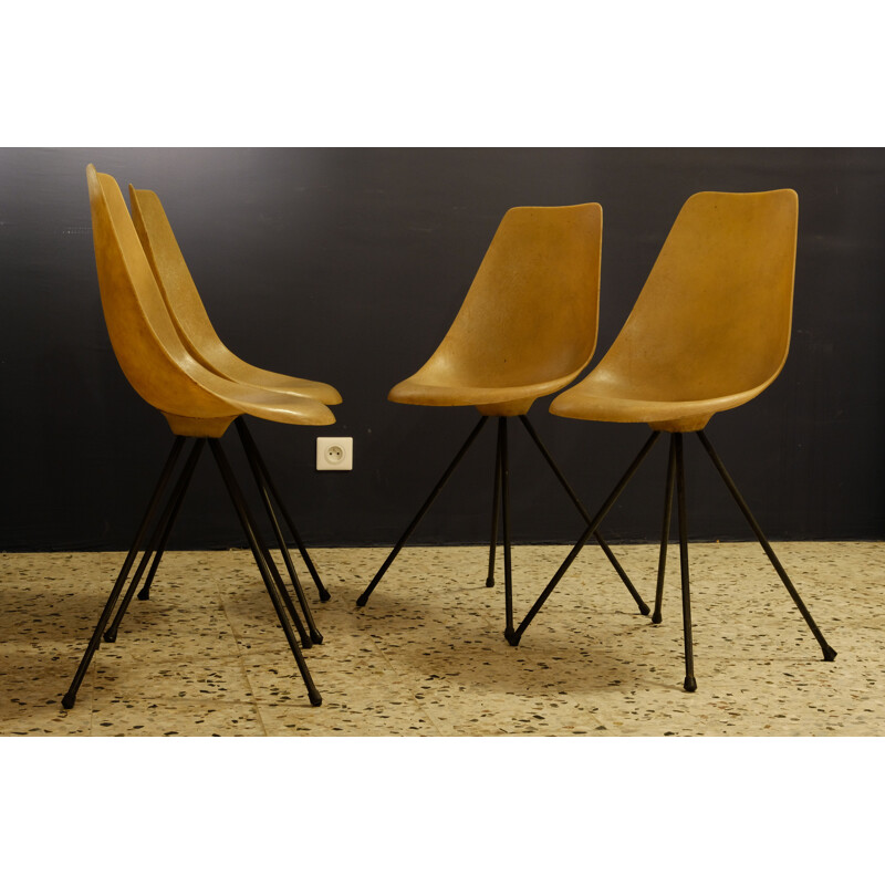 Set of 4 vintage chairs by Jean-rené Picard, 1950s