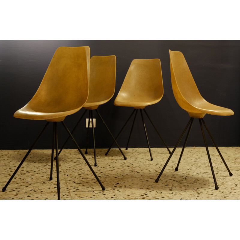 Set of 4 vintage chairs by Jean-rené Picard, 1950s