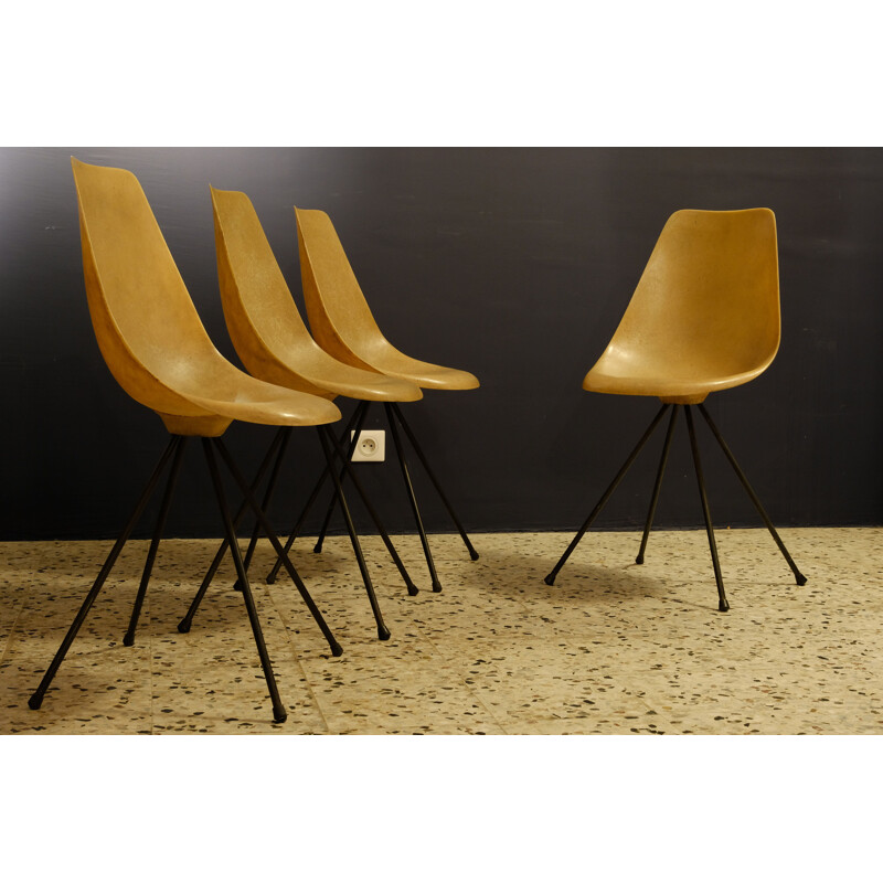 Set of 4 vintage chairs by Jean-rené Picard, 1950s