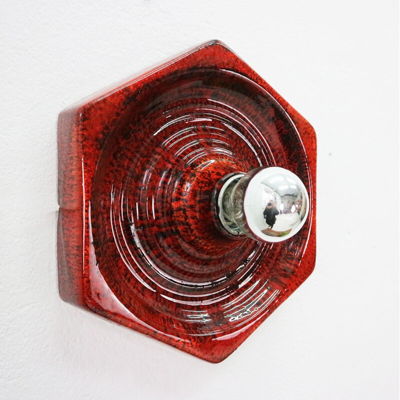 Vintage pottery wall lamp by Hustadt Leuchten, 1960s