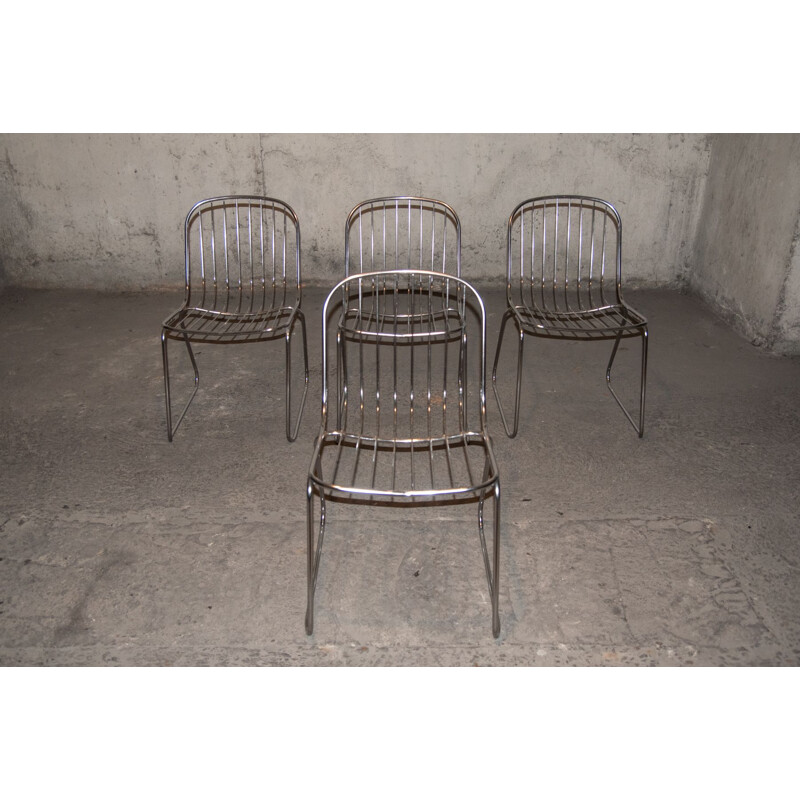 Ensemble de 4 chaises vintage, France, 1970