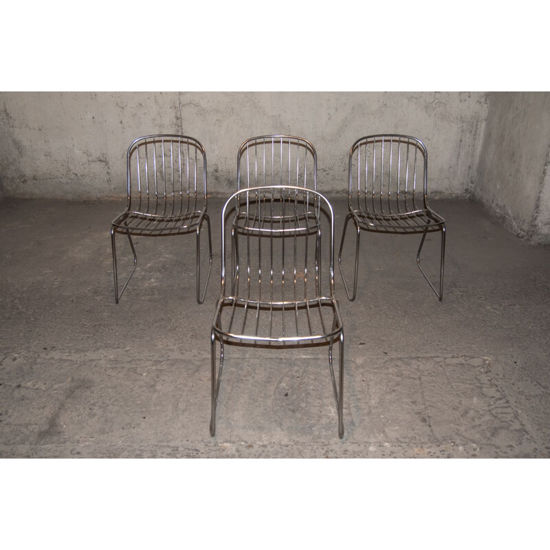 Set of 4 vintage chairs, France, 1970s