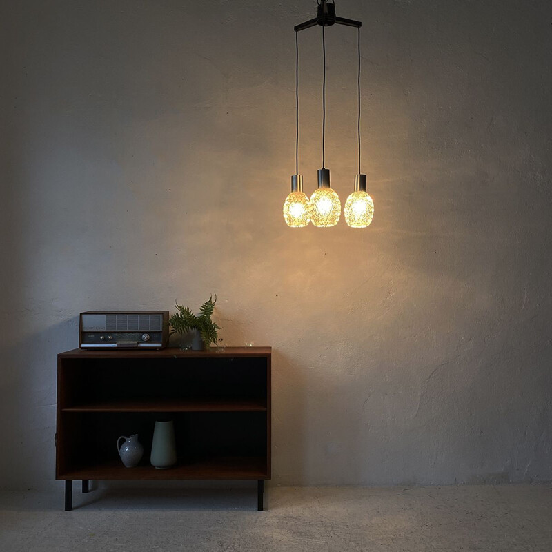 Vintage glass pendant light, 1960s