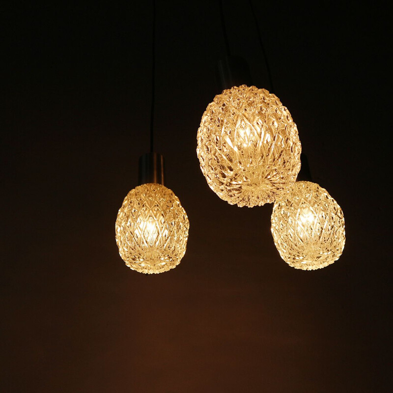 Vintage glass pendant light, 1960s