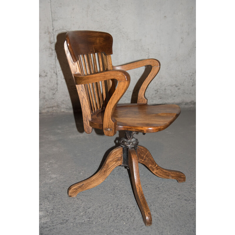 Vintage armchair swivelling in oak, 1930s