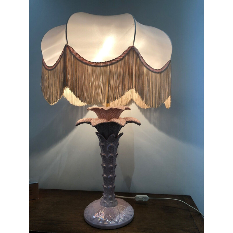 Vintage italian palmer lamp in pink ceramic 1970