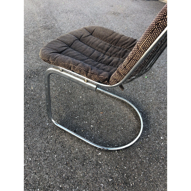 Set of 4 vintage chairs by Rinaldi in velvet and chrome 1970
