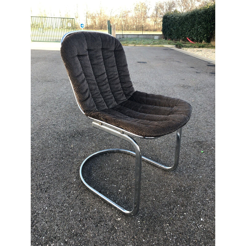 Suite de 4 chaises vintage de Rinaldi en velours et chrome 1970