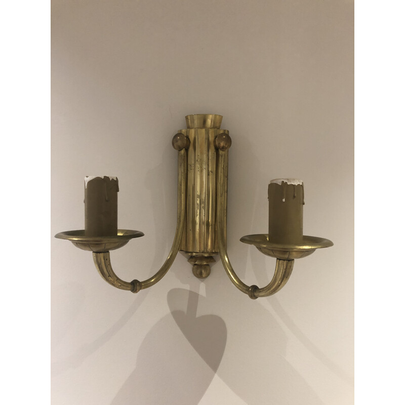 Pair of vintage Art Deco two-light wall lamps, 1930