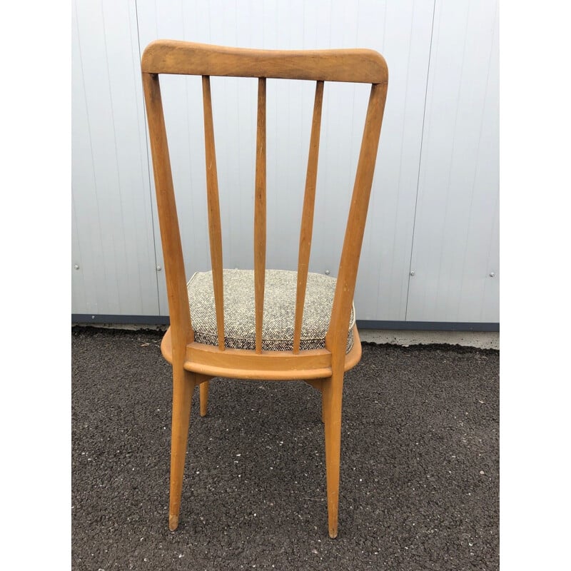 Set of 5 vintage chairs in vinyl and wood 1950