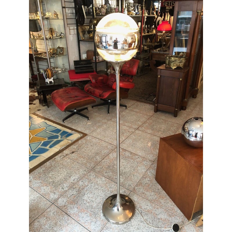 Vintage floorlamp for Peill & Putzler in glass and metal 1970