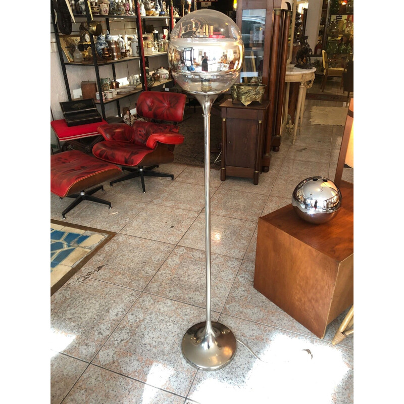 Vintage floorlamp for Peill & Putzler in glass and metal 1970