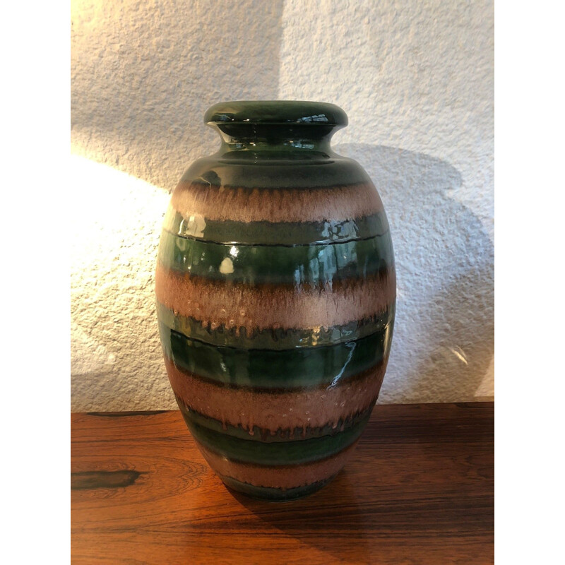 Vaso de cerâmica vitrificado Vintage, Alemanha 1960