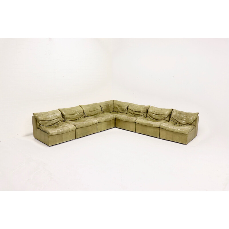 Vintage olive green modular sofa by Laauser, 1970s