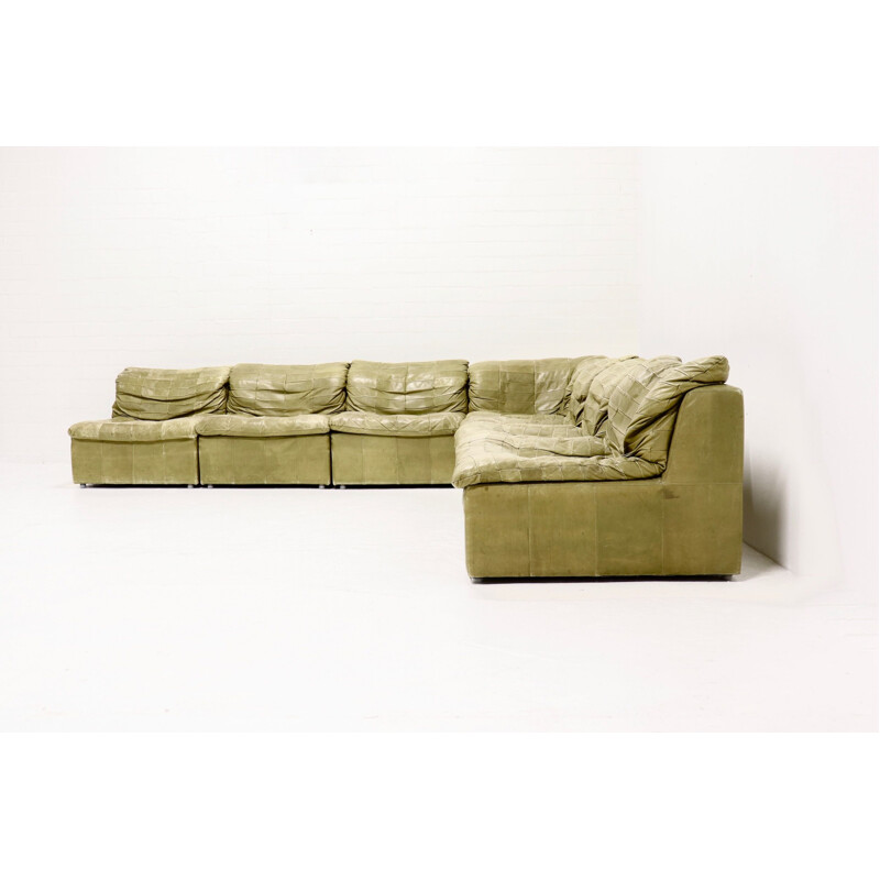 Vintage olive green modular sofa by Laauser, 1970s