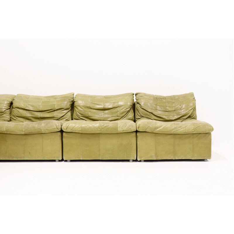 Vintage olive green modular sofa by Laauser, 1970s