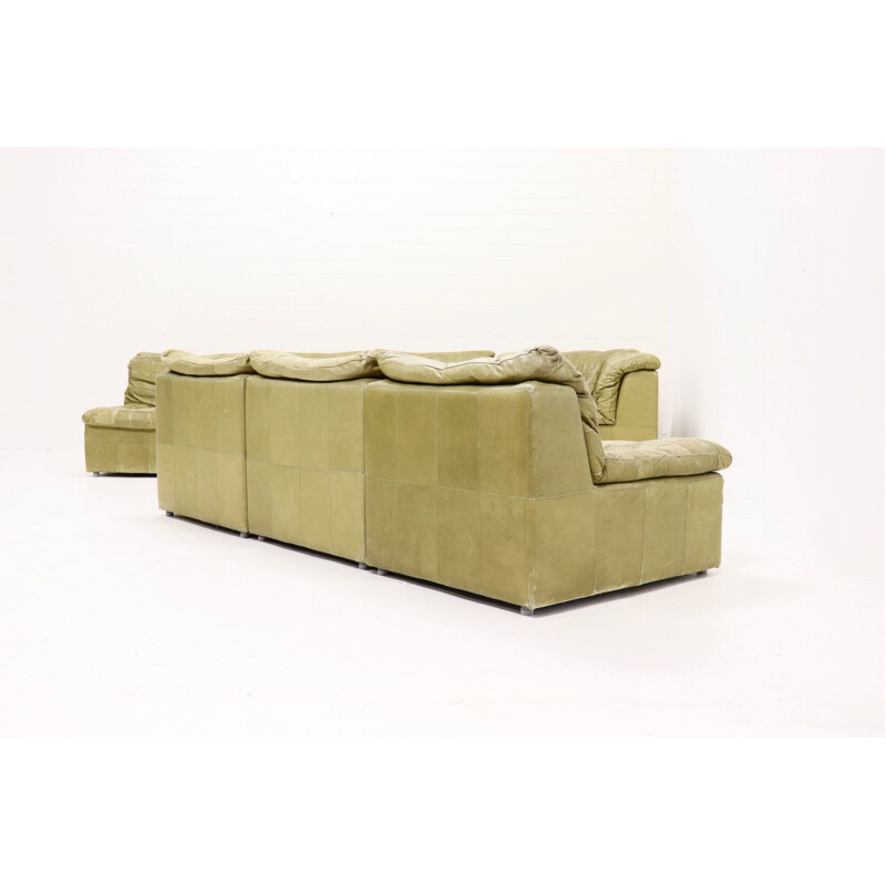 Vintage olive green modular sofa by Laauser, 1970s