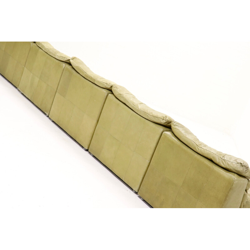 Vintage olive green modular sofa by Laauser, 1970s