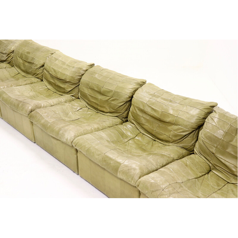 Vintage olive green modular sofa by Laauser, 1970s