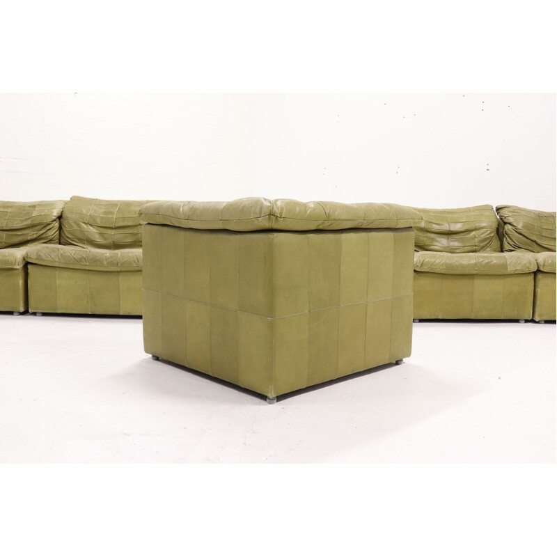 Vintage olive green modular sofa by Laauser, 1970s