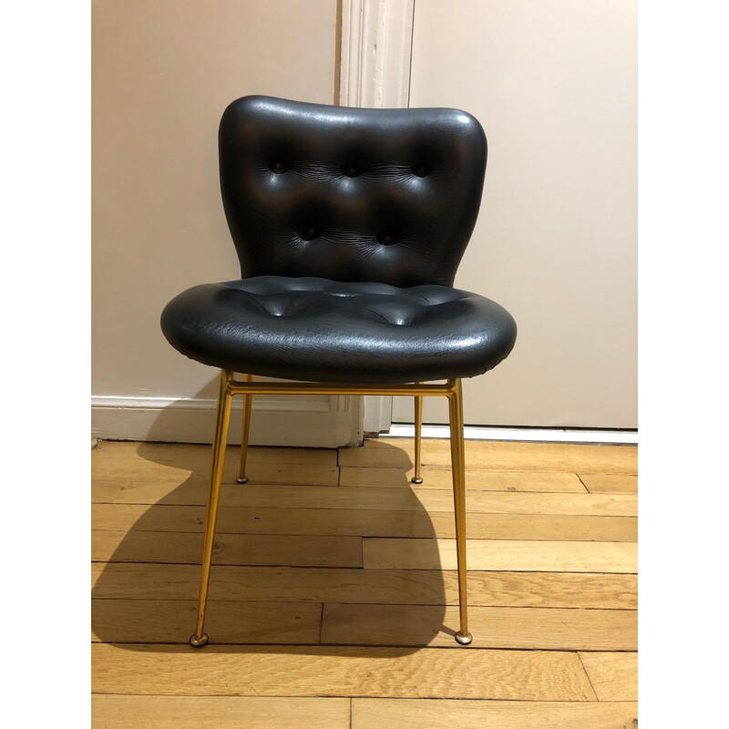 Vintage skaï armchair by Louis Sognot for Arflex, 1956